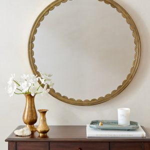 Julie Round Brass Scalloped Mirror