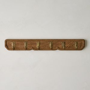 Caroline Carved Wood and Brass Hook Rack