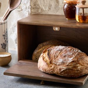 Antiqued Wood Carved Bread Box