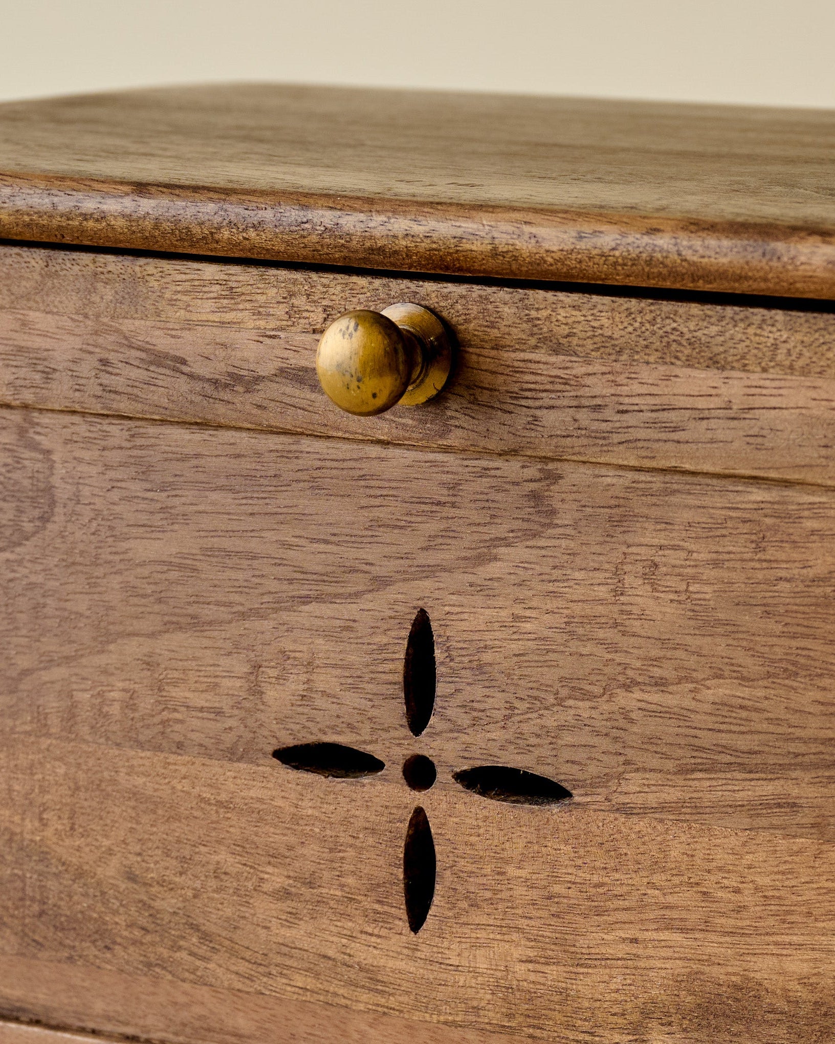 Antiqued Wood Carved Bread Box - Image 4