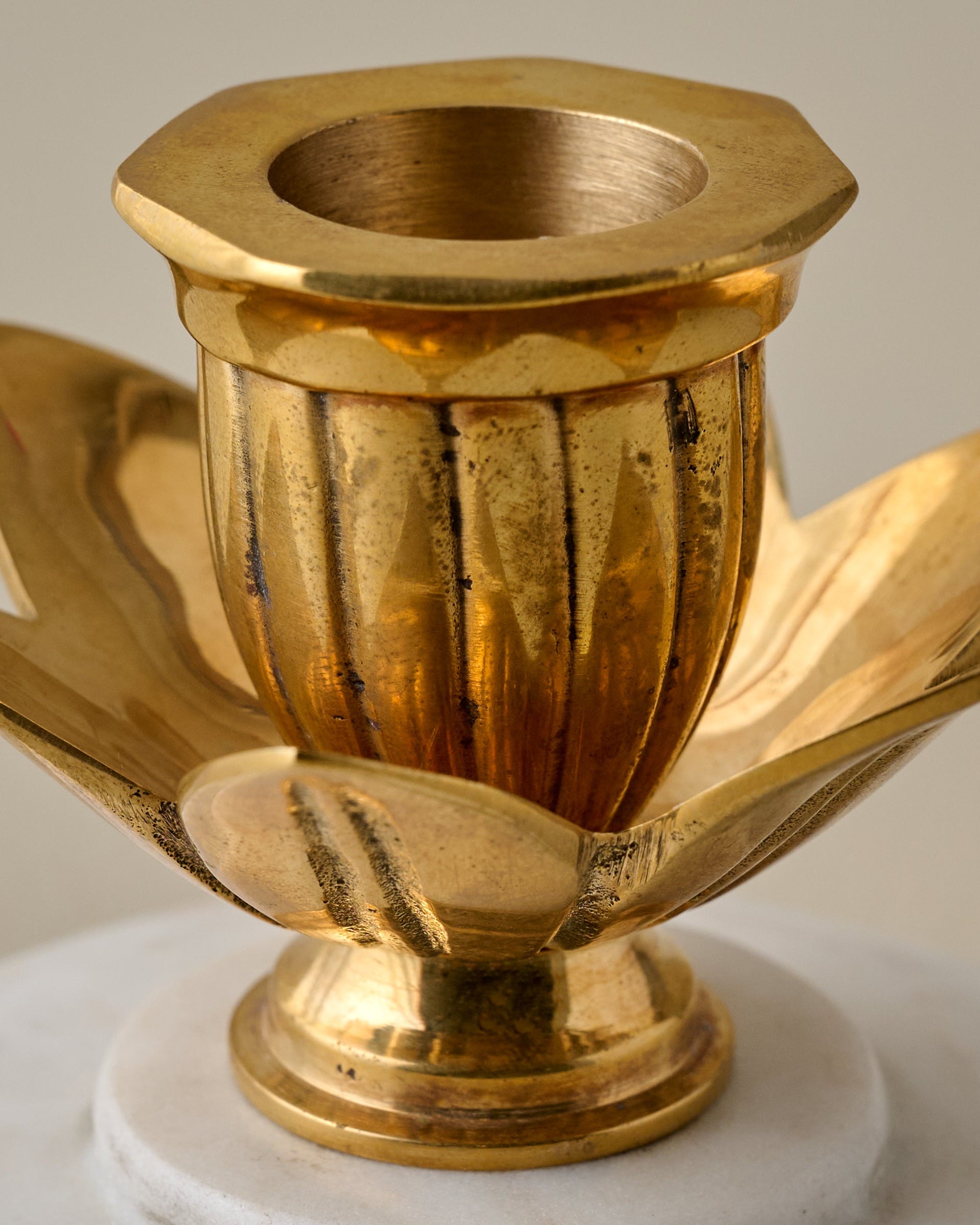 Marble and Brass Tulip Candleholder - Image 3