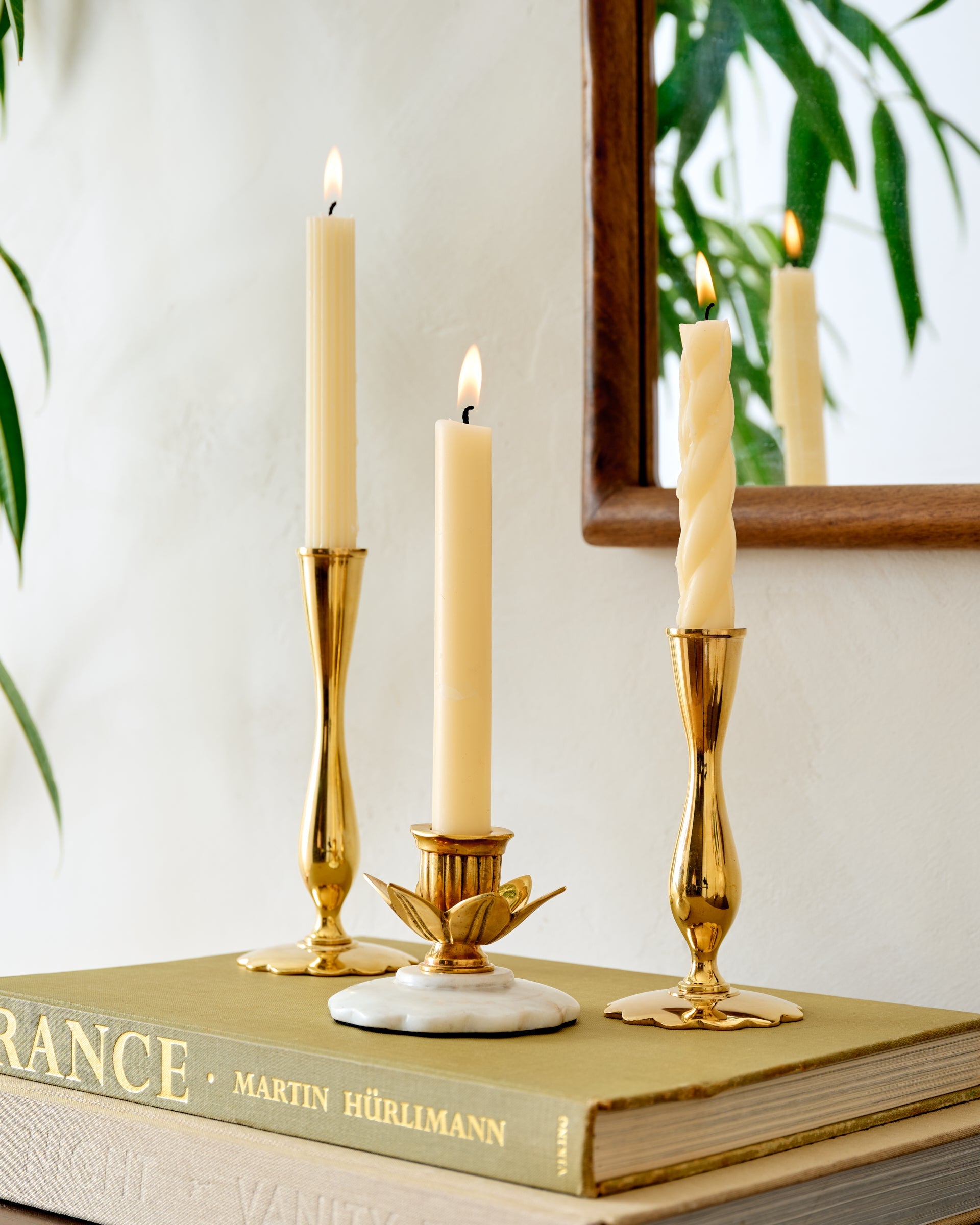 Marble and Brass Tulip Candleholder - Image 2