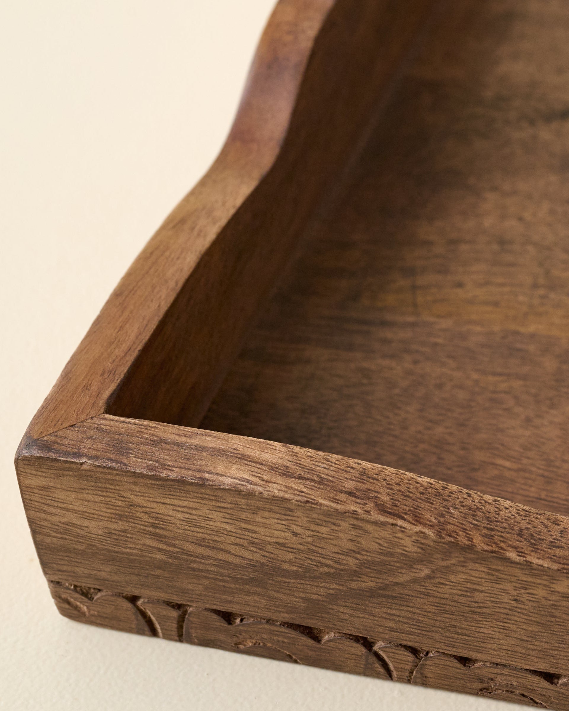 Caroline Carved Wood Scalloped Tray - Image 2