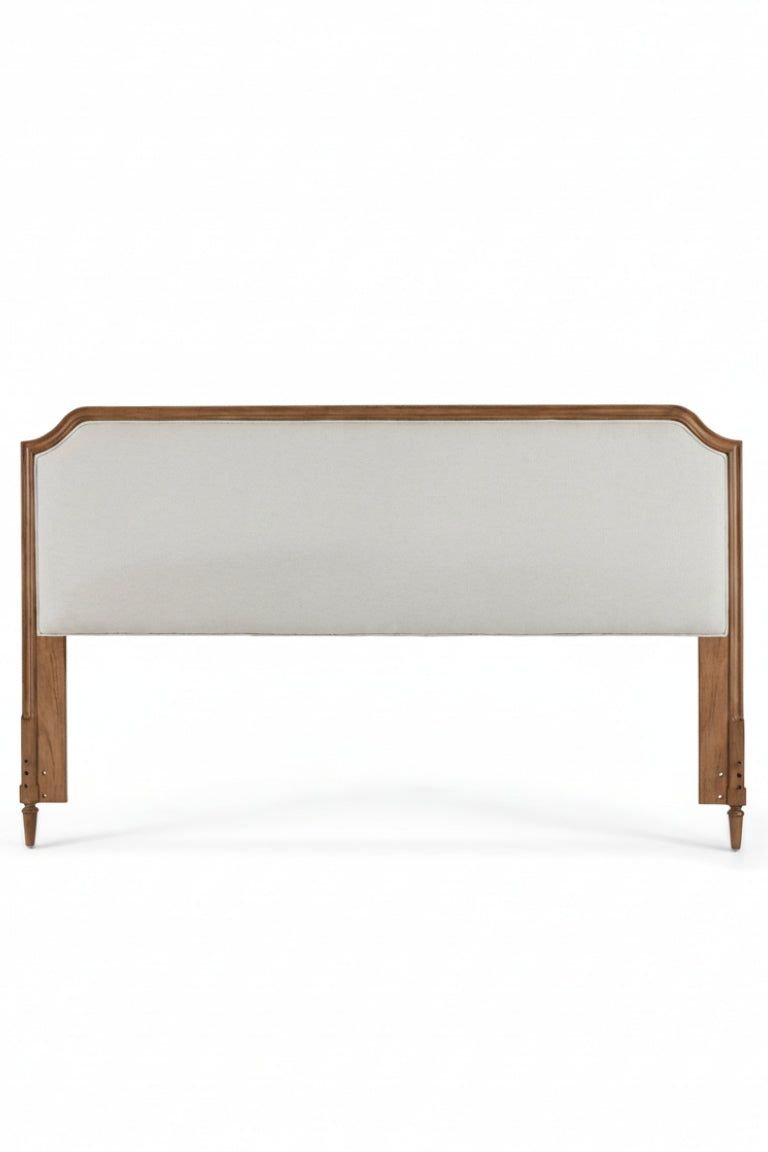Corinne Queen and King Cream Linen Upholstered Bedroom Headboard