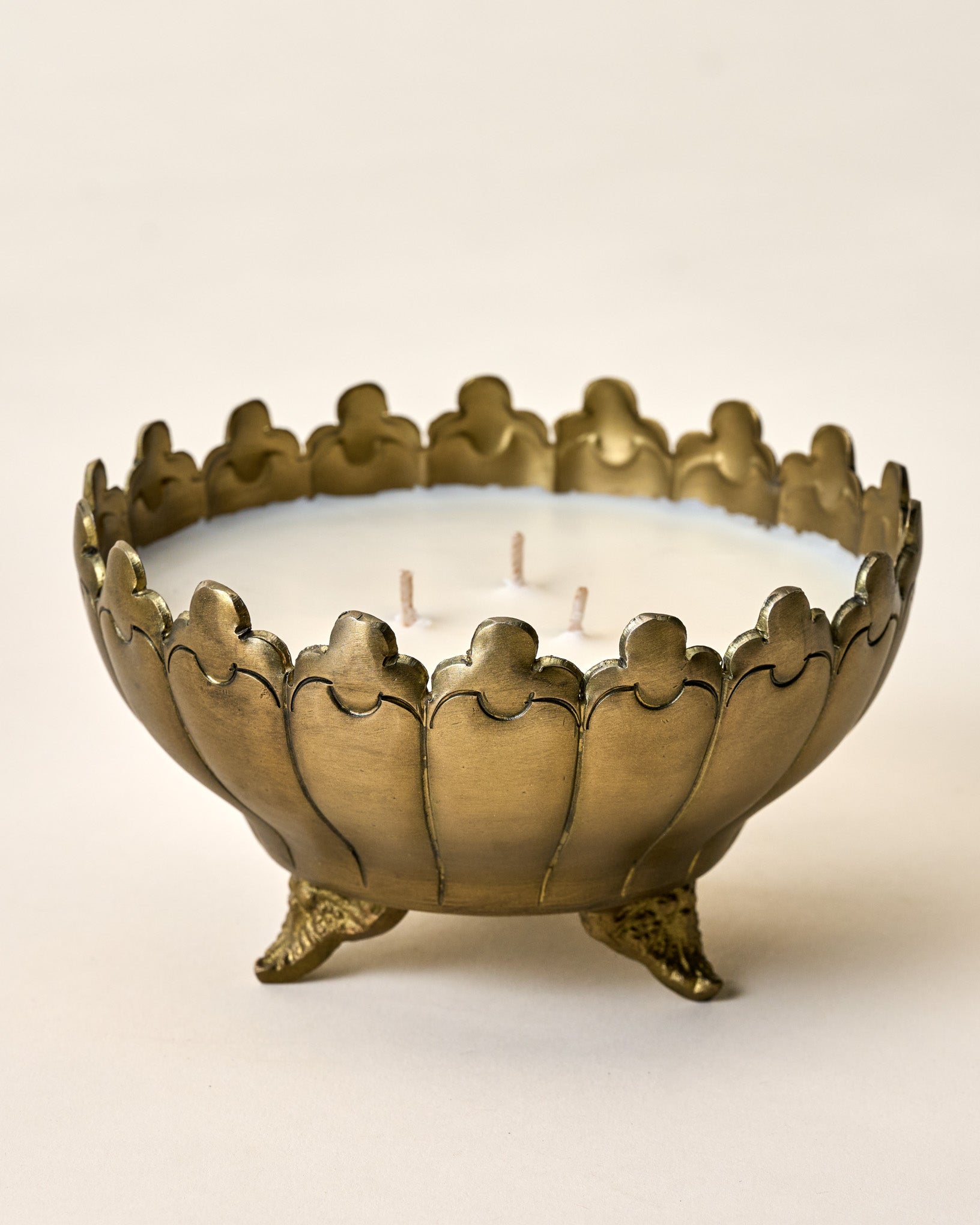 Antique Brass Footed Candle Bowl - Image 2