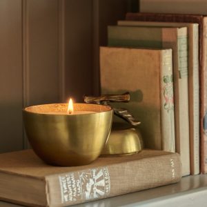 Antique Brass Apple Candle