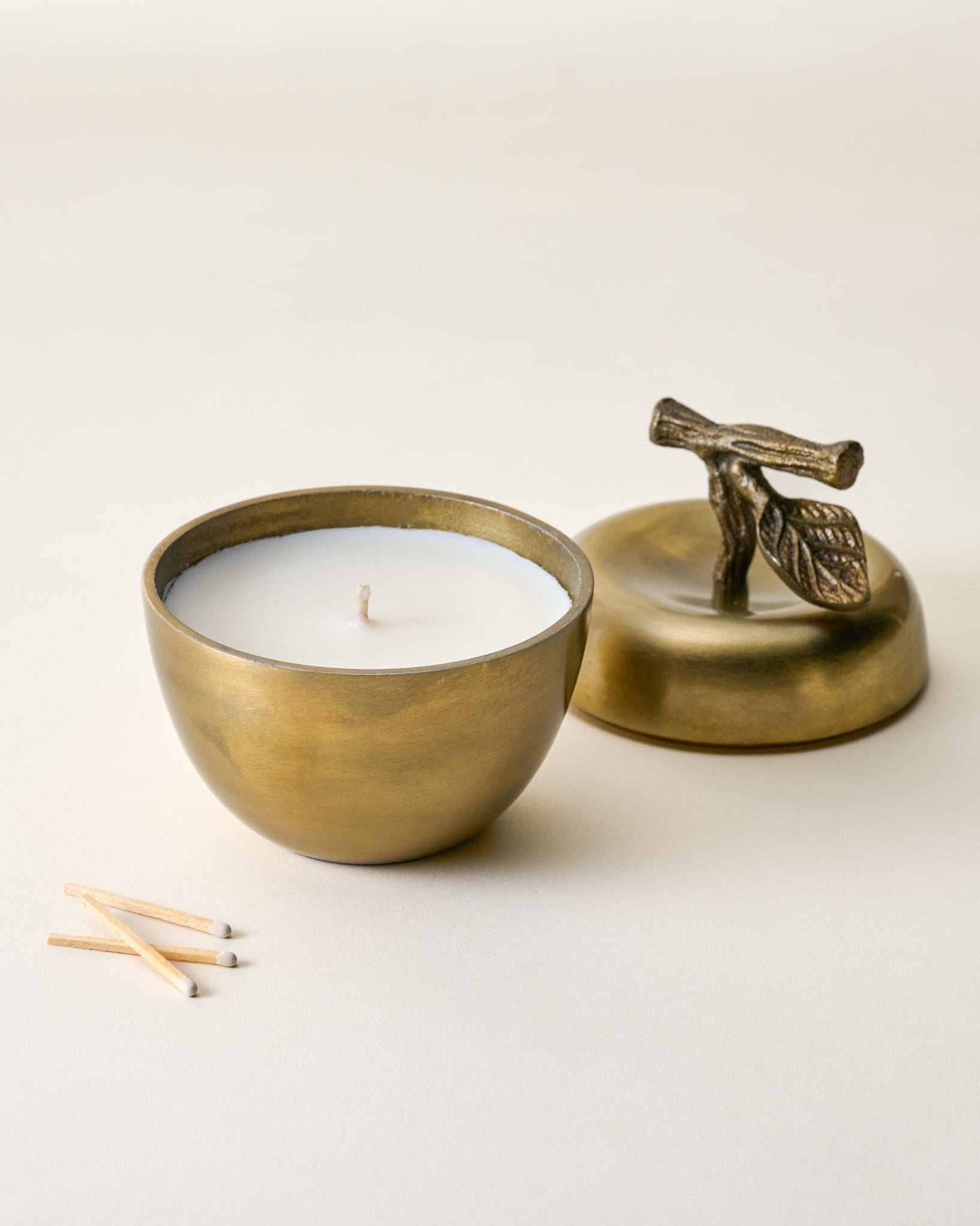 Antique Brass Apple Candle - Image 3