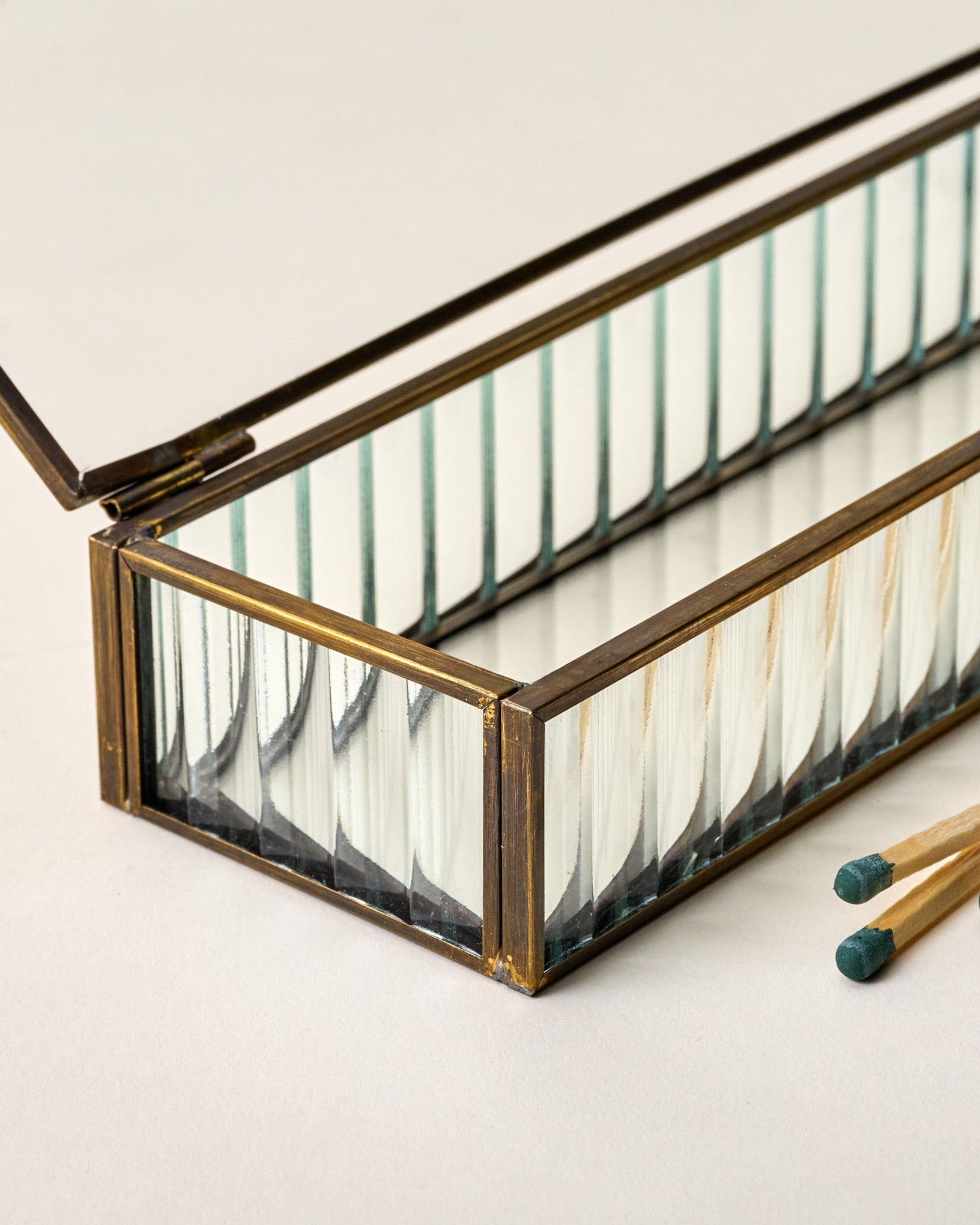 Glass & Brass Matchstick Holder - Image 2