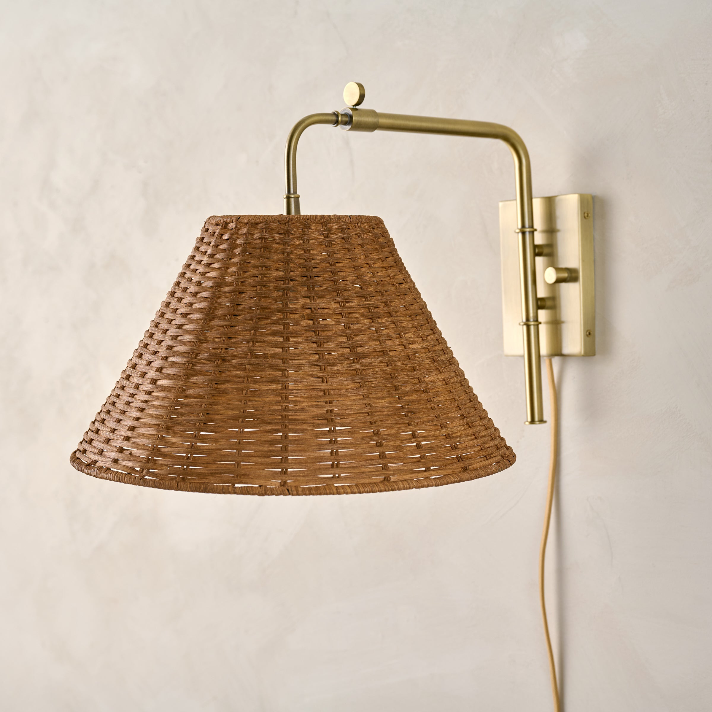 Tapered Rattan Swivel Plug-In Sconce - Image 2