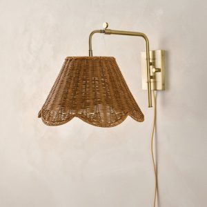 Lucinda Rattan Scallop Swivel Plug-In Sconce