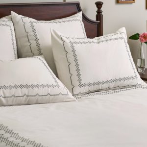 Daphne Green Cross-Stitch Duvet Cover
