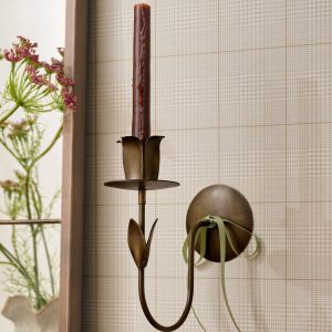 Antique Brass Forged Tulip Wall Sconce