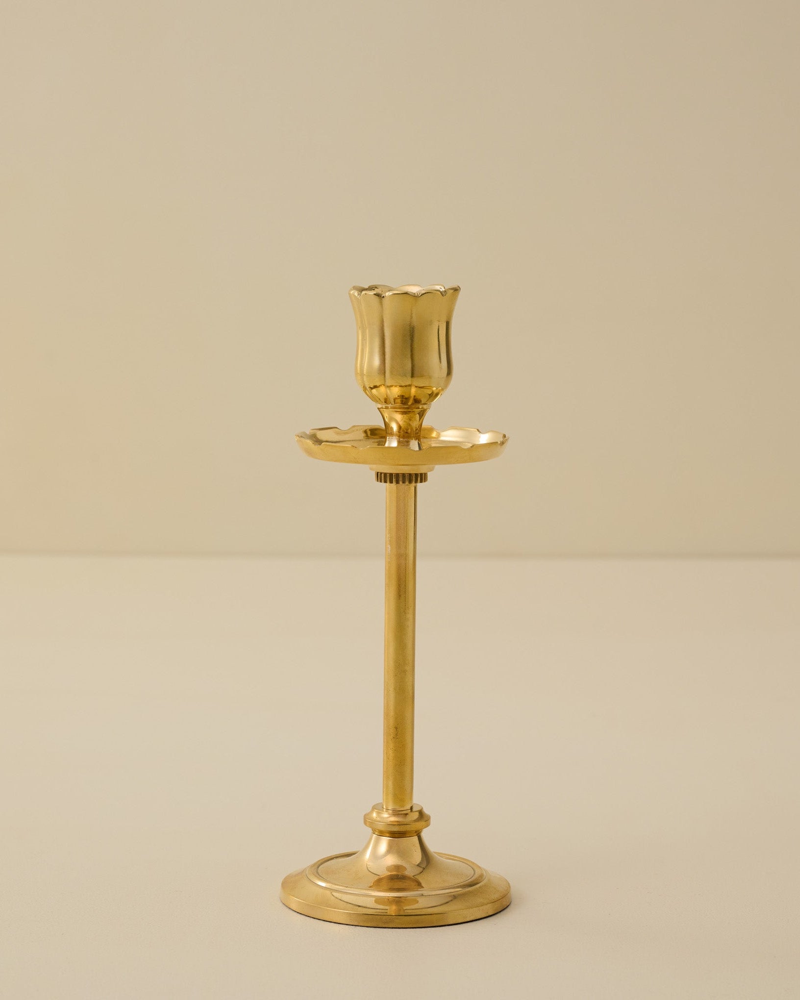 Solid Brass Floral Taper Holder - Image 2
