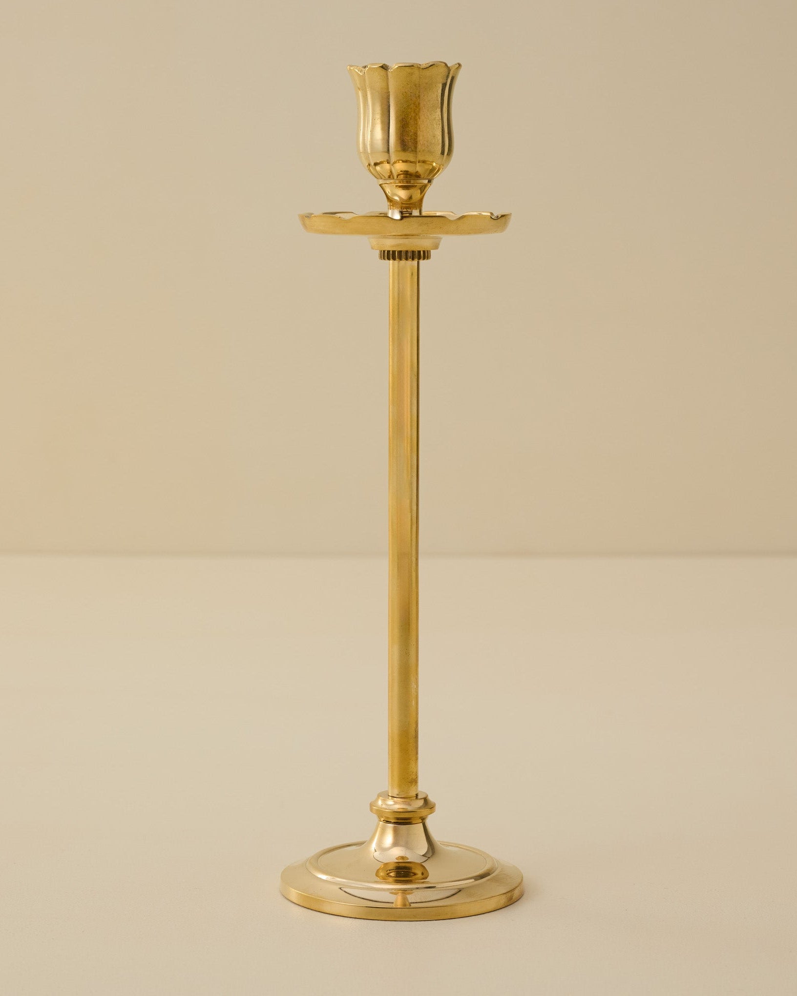 Solid Brass Floral Taper Holder - Image 3