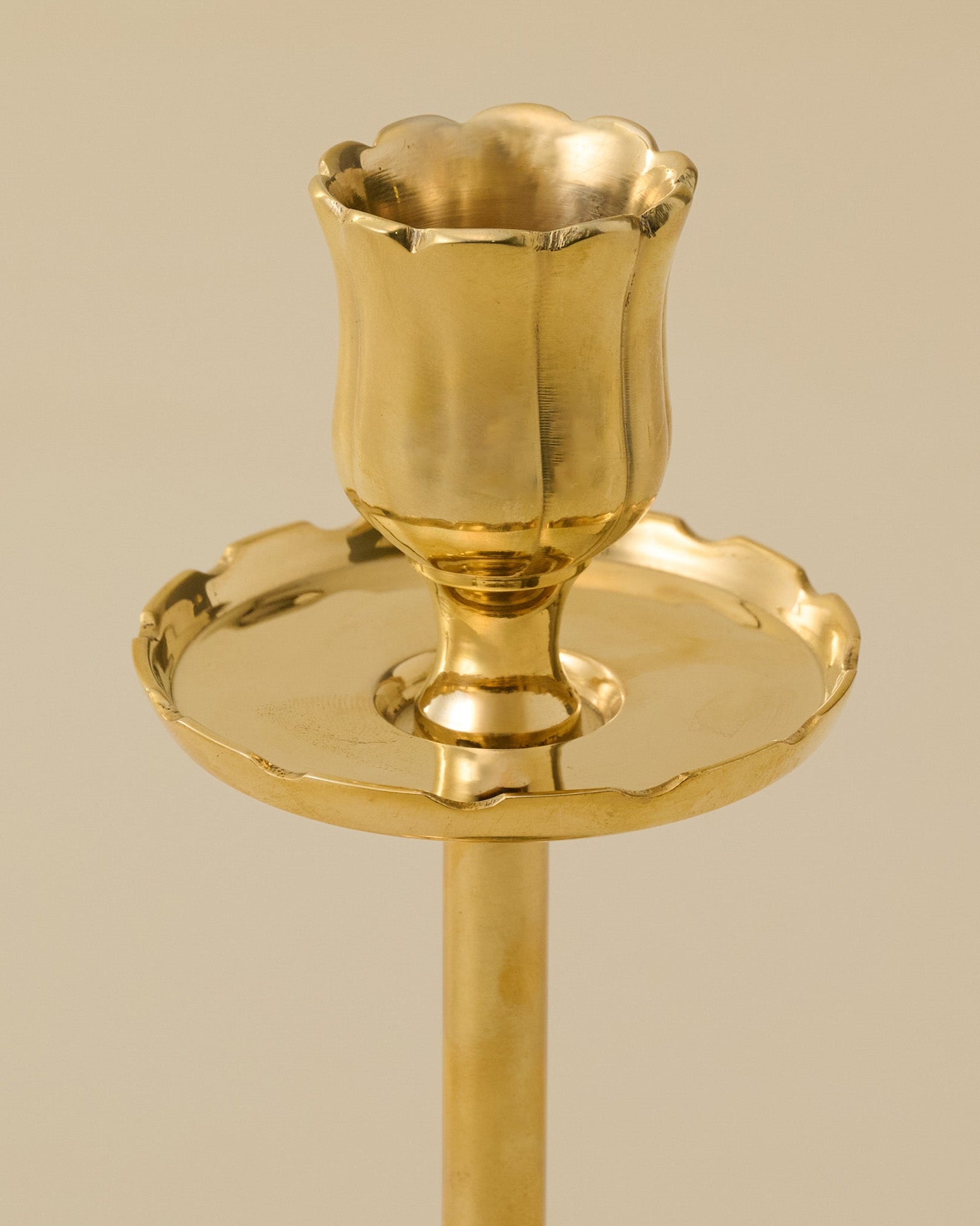 Solid Brass Floral Taper Holder - Image 4