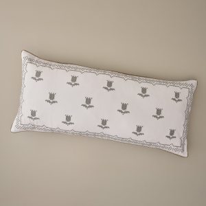 Daphne Green Tulip Embroidered Lumbar Pillow