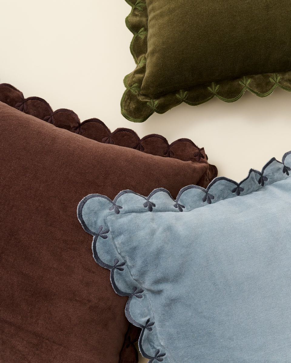 Velvet Scallop Edge Pillow