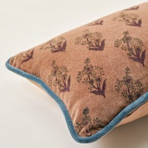 Aster Block Printed Velvet Lumbar Pillow