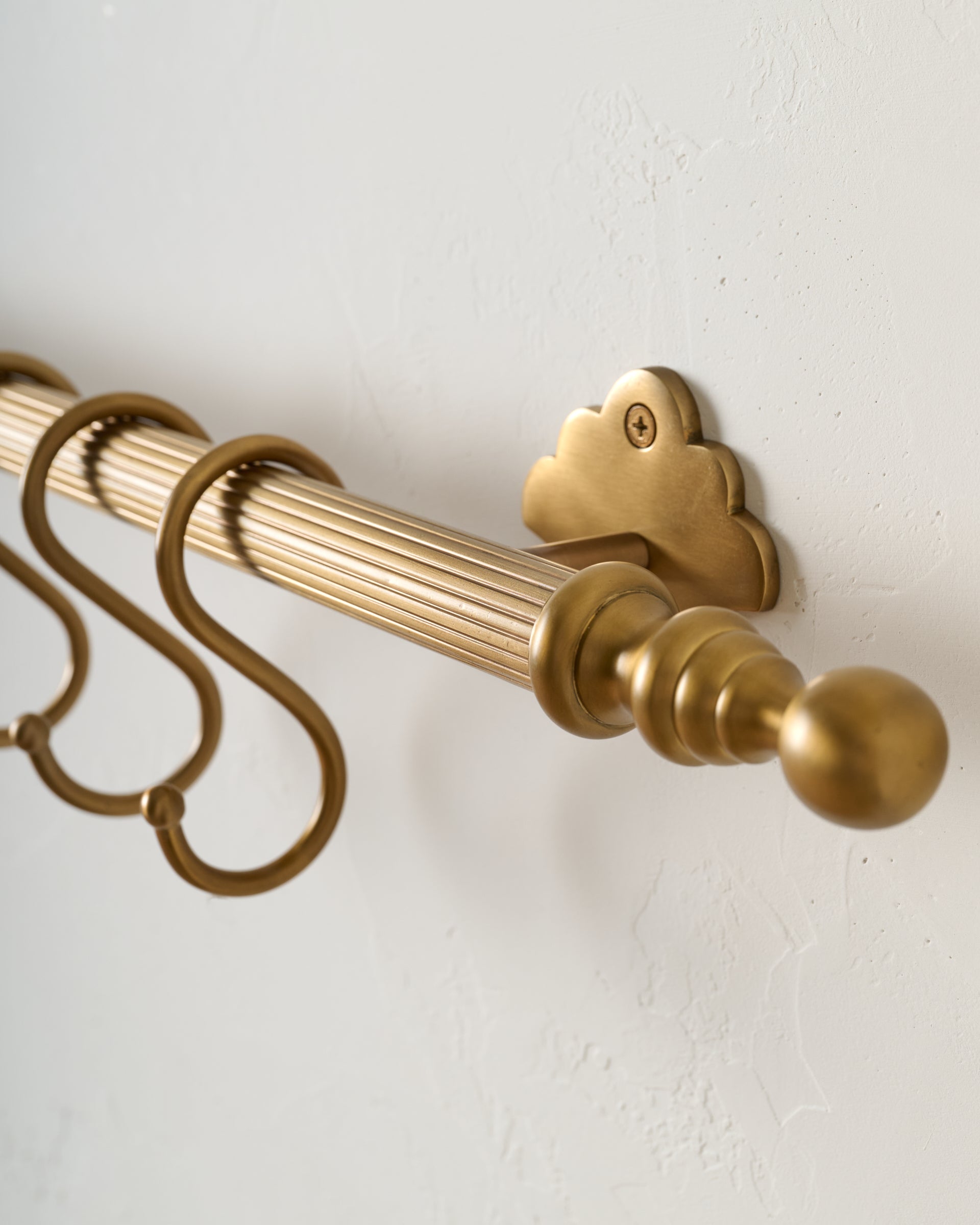 Solid Brass Fluted Rail with Hooks - Image 3