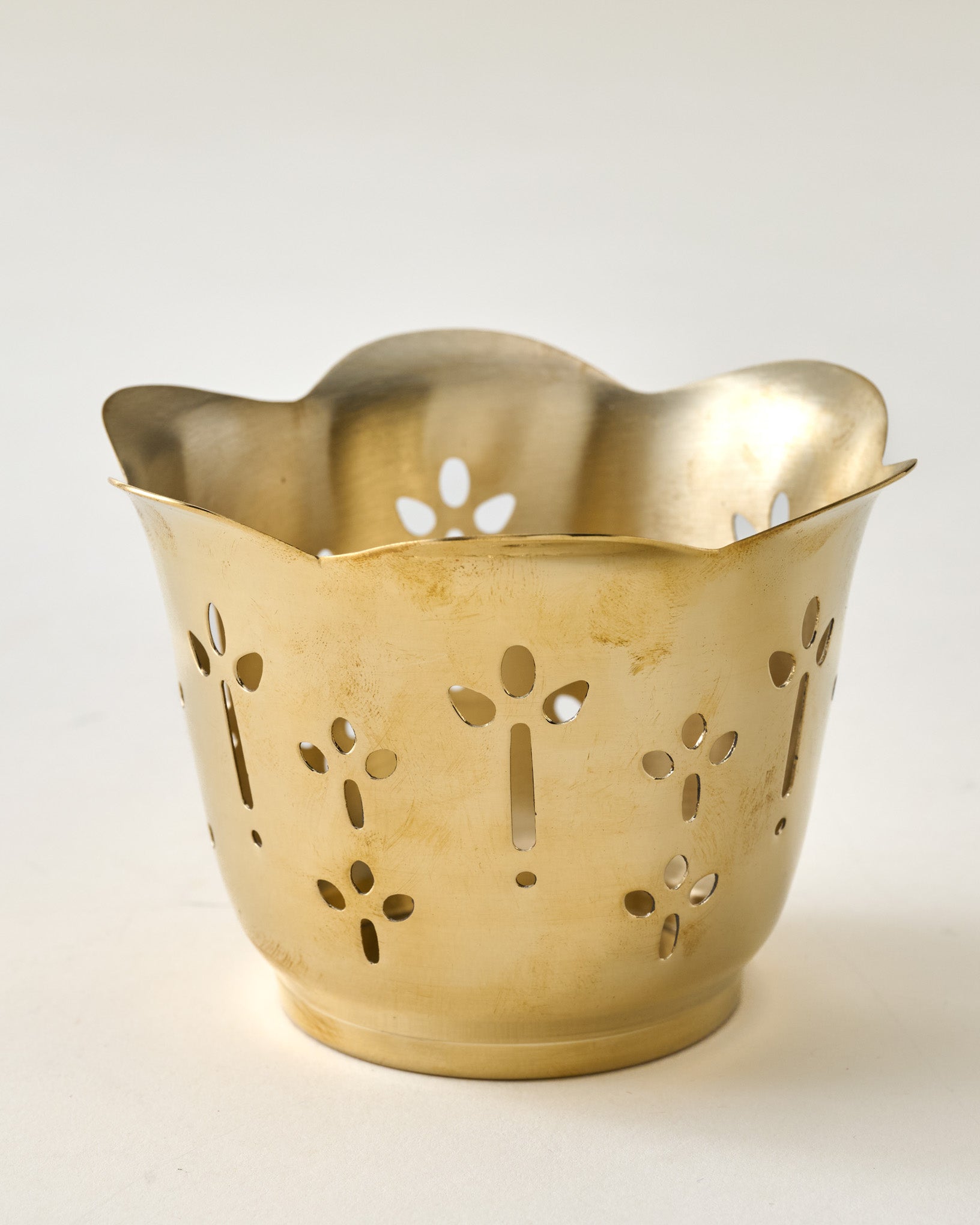 Solid Brass Floral Candle Holder - Image 2