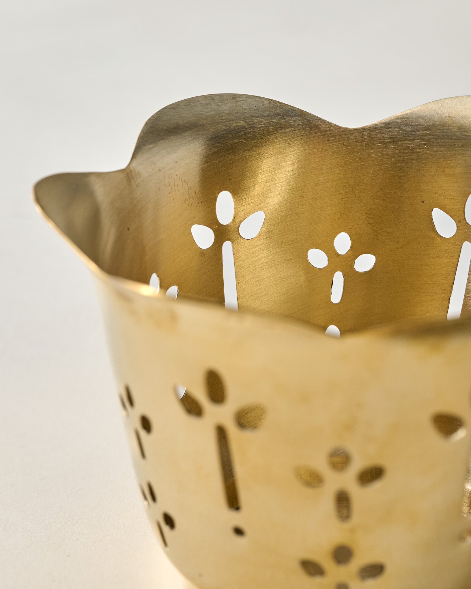 Solid Brass Floral Candle Holder - Image 3