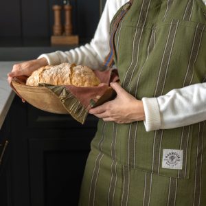 Olive Herringbone Stripe Apron