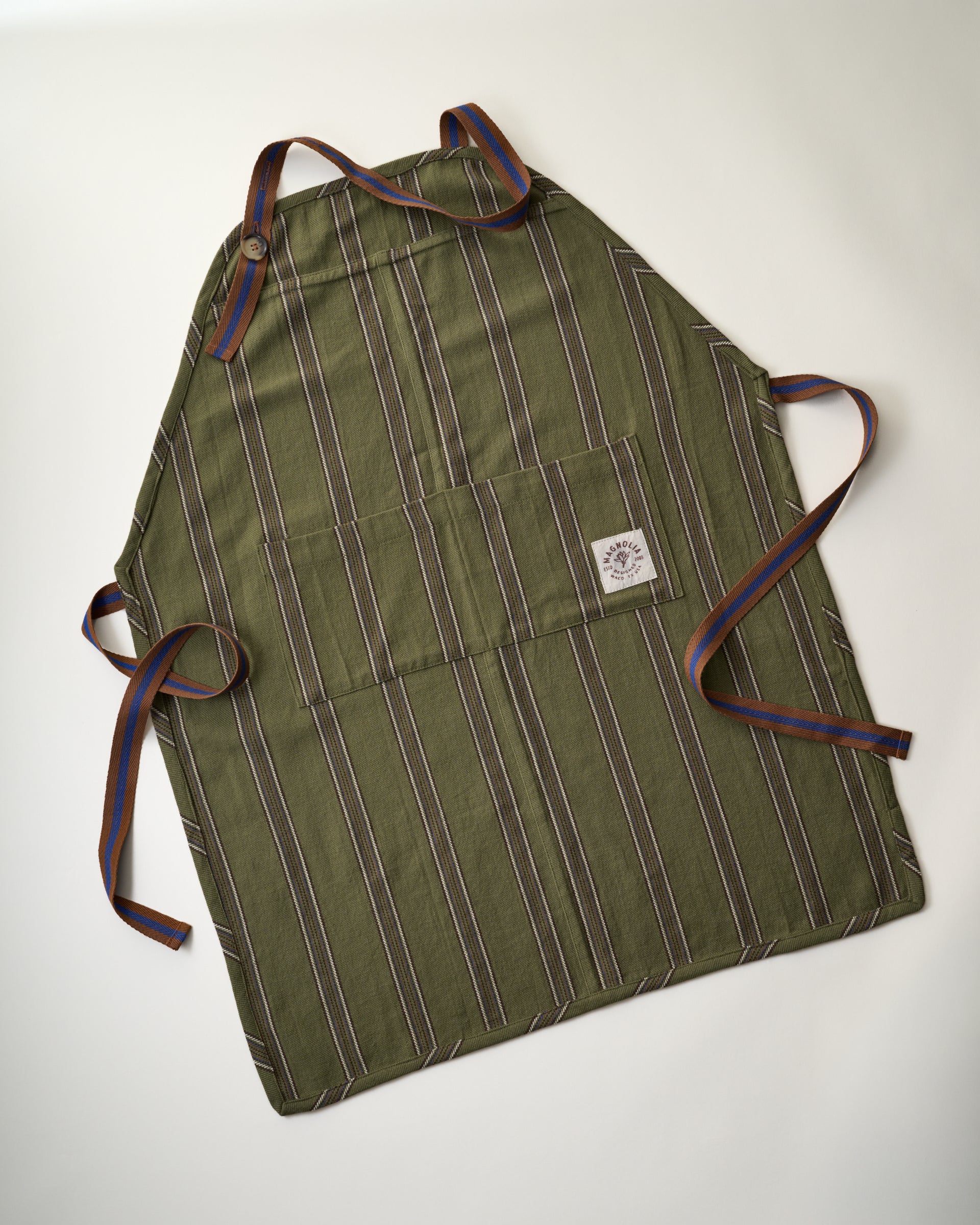 Olive Herringbone Stripe Apron - Image 2