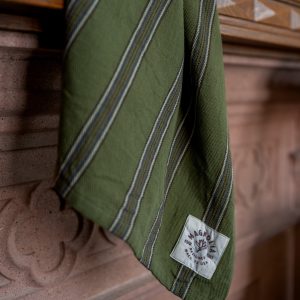 Olive Herringbone Stripe Tea Towel