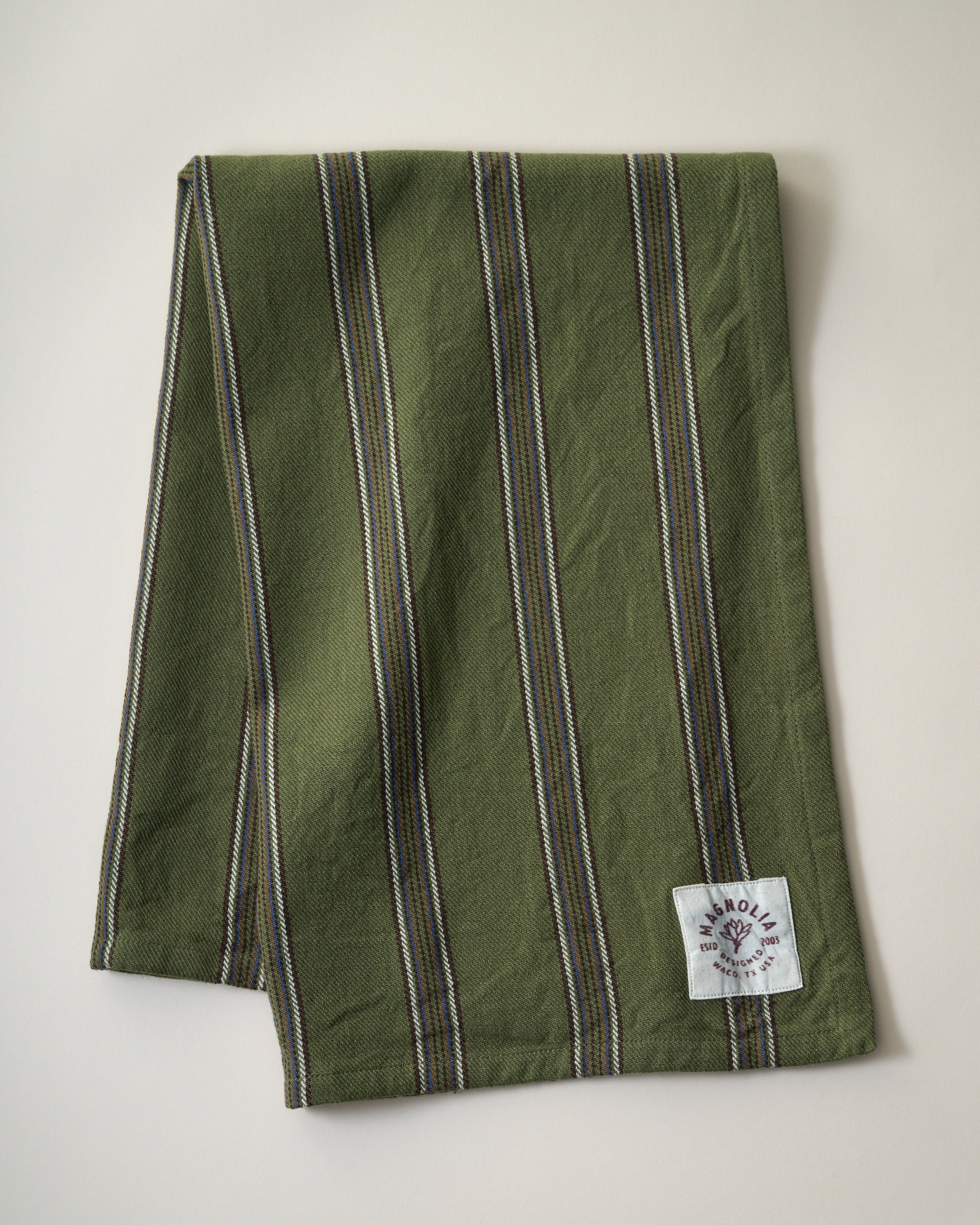 Olive Herringbone Stripe Tea Towel - Image 3