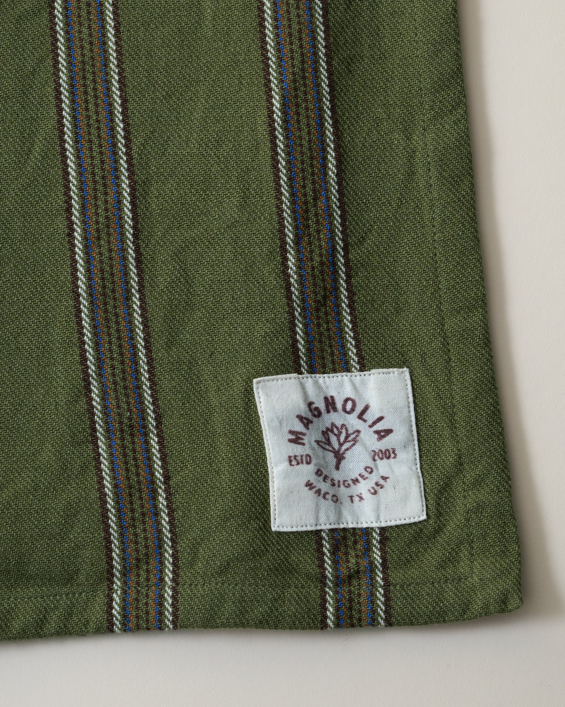 Olive Herringbone Stripe Tea Towel - Image 4