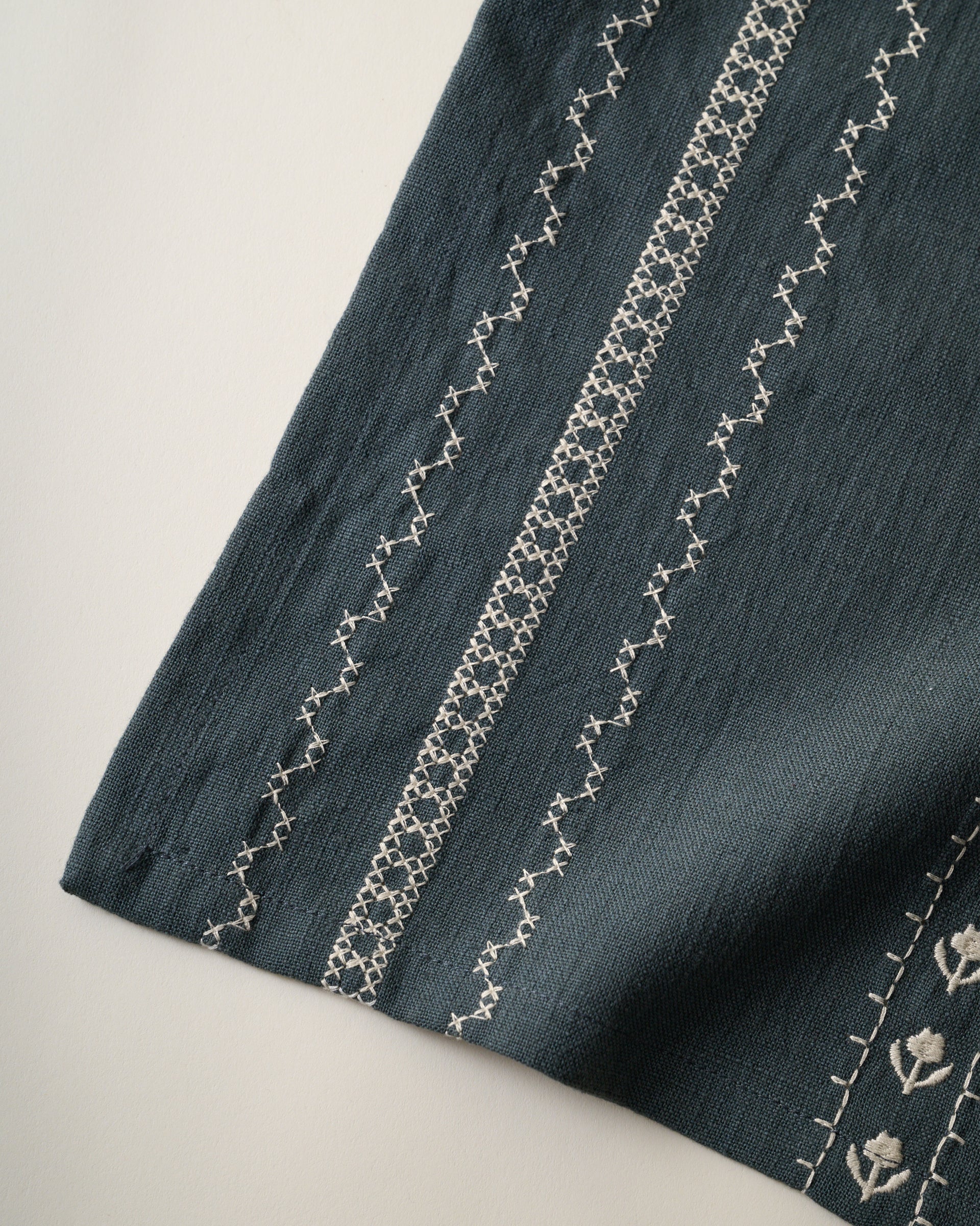 Dusty Blue Embroidered Table Runner - Image 4