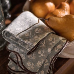 Dusty Blue Cosmos Block Printed Napkin Set of 4