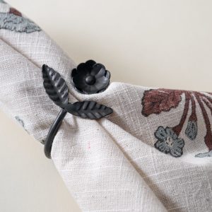 Forged Iron Floral Napkin Ring Set of 4
