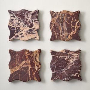 Wavy Scallop Marble Coaster Set of 4