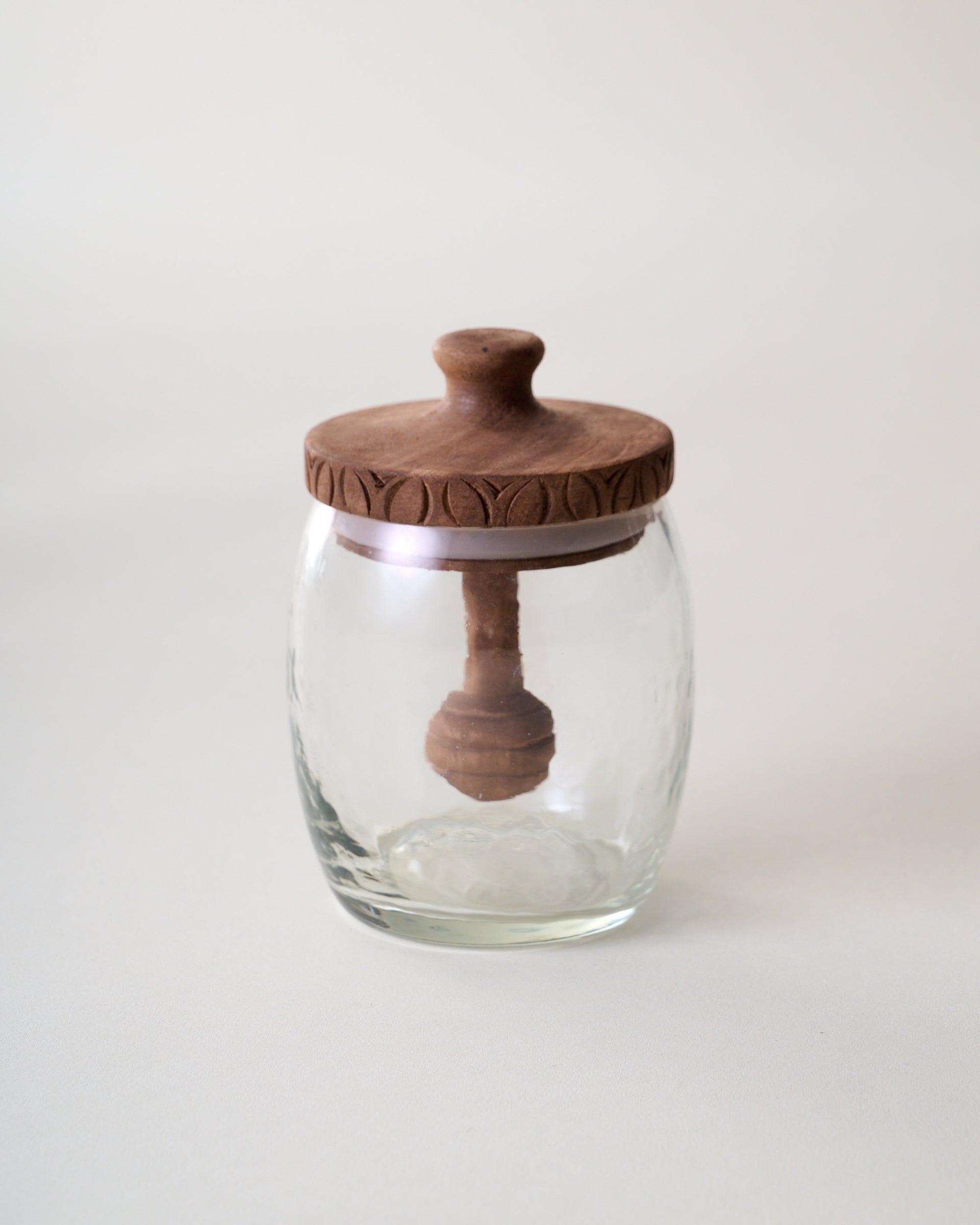 Beckett Carved Wood Honey Jar - Image 2