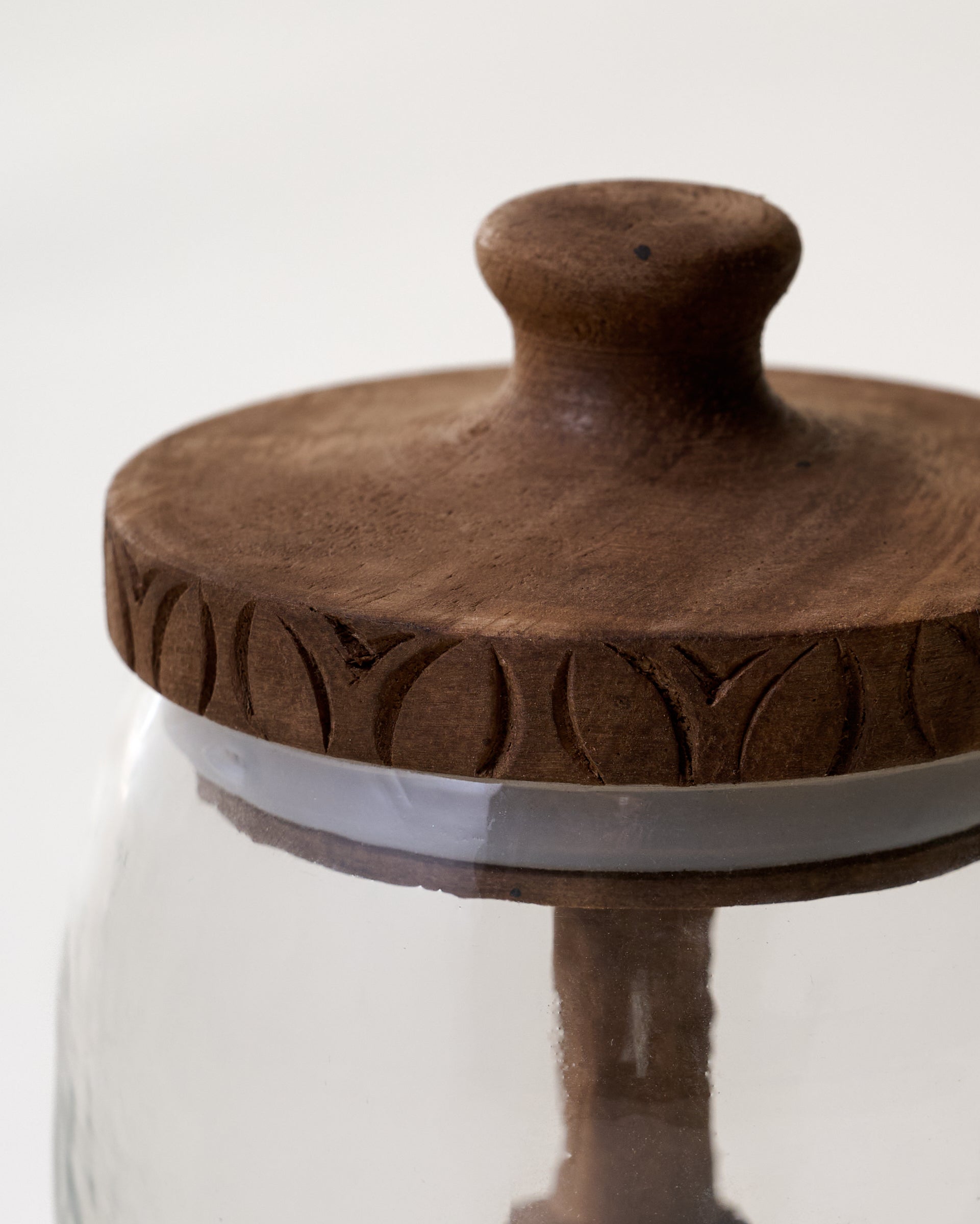 Beckett Carved Wood Honey Jar - Image 3