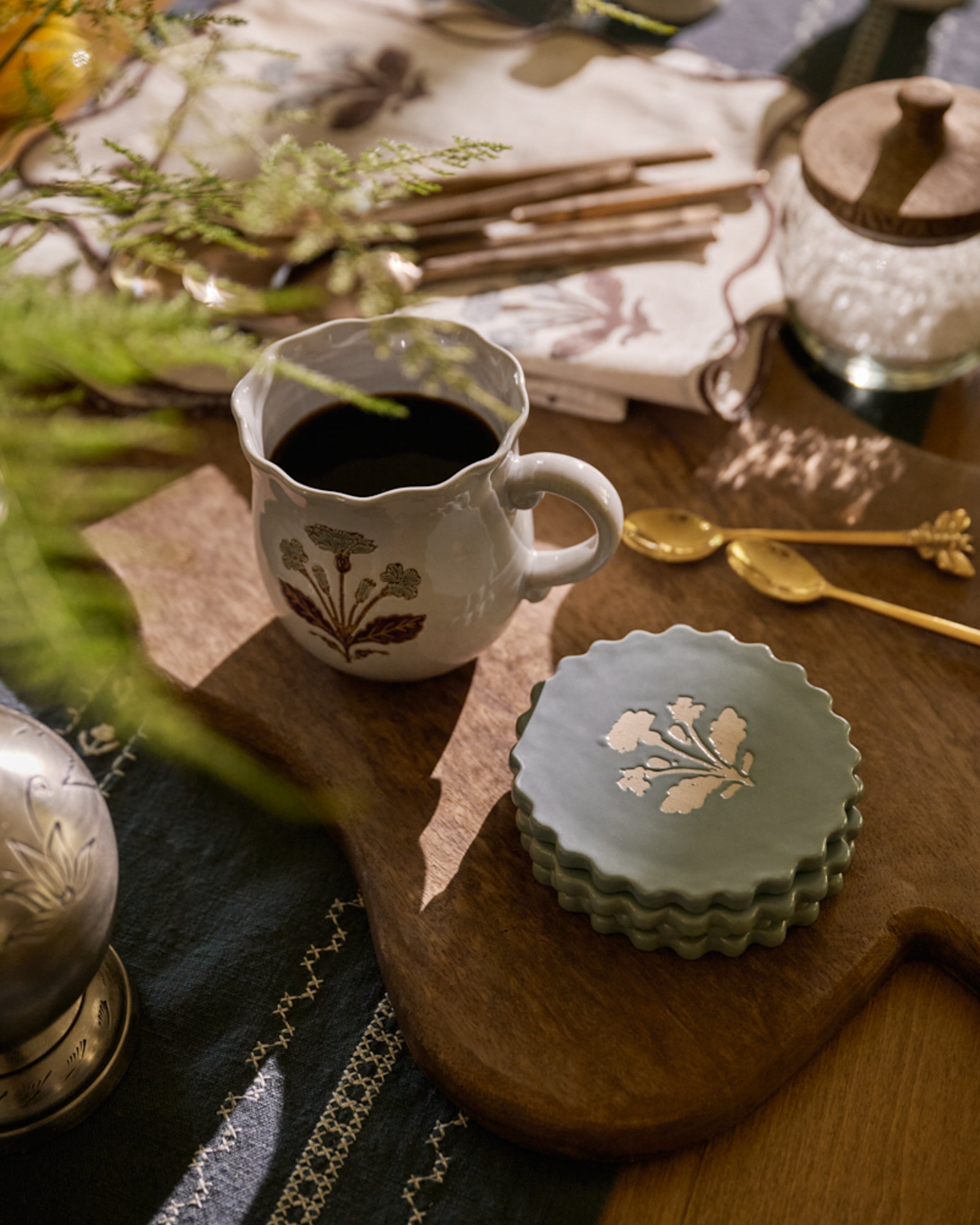 Micro-Scallop Floral Coaster Set of Four - Image 2