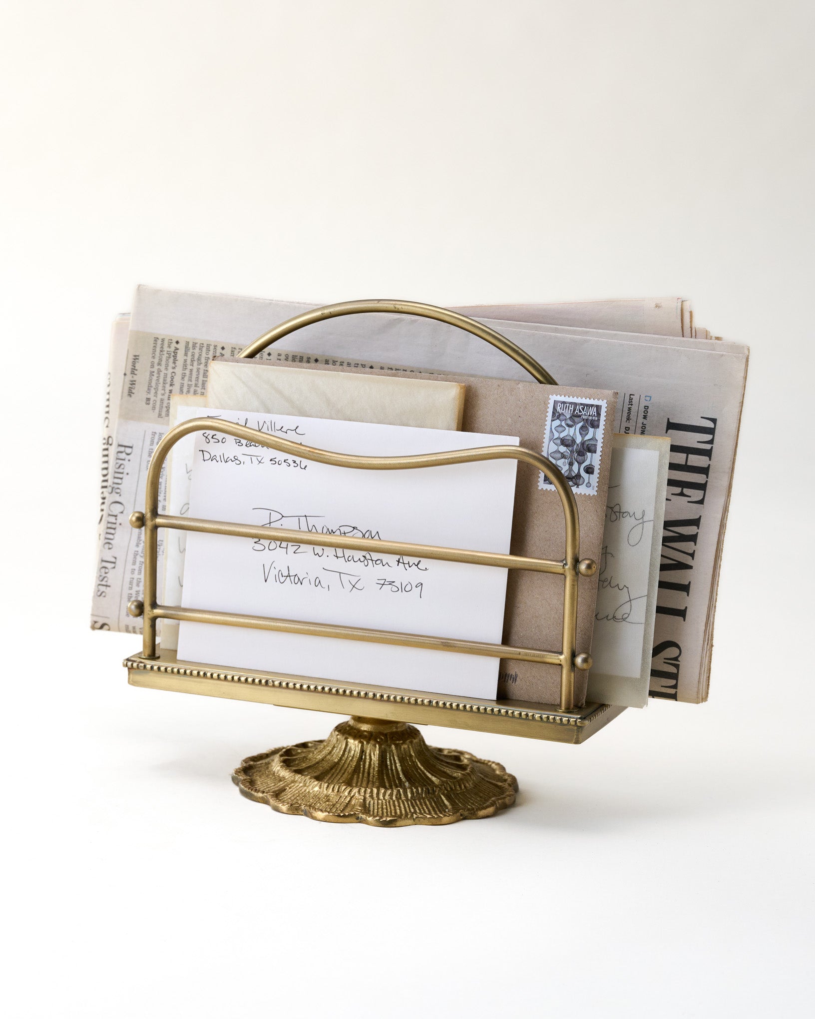 Antique Inspired Brass Mail Holder - Image 2
