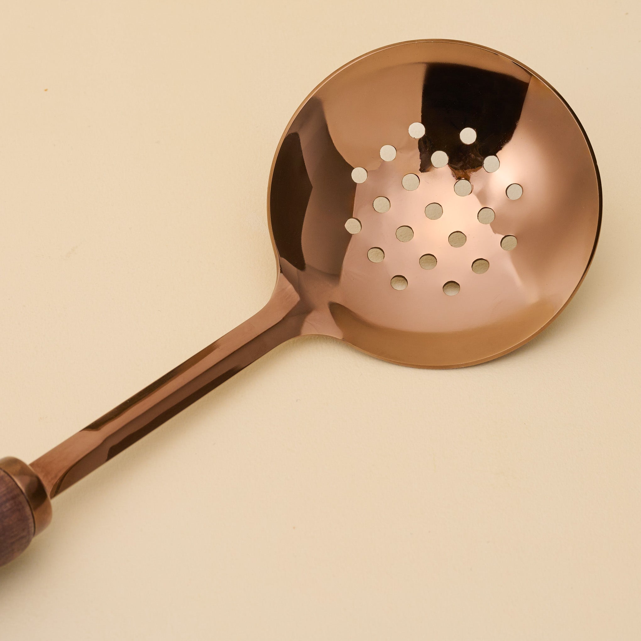 Walnut Handle + Copper Slotted Spoon - Image 2