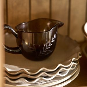 Brown Etched Glass Gravy Boat