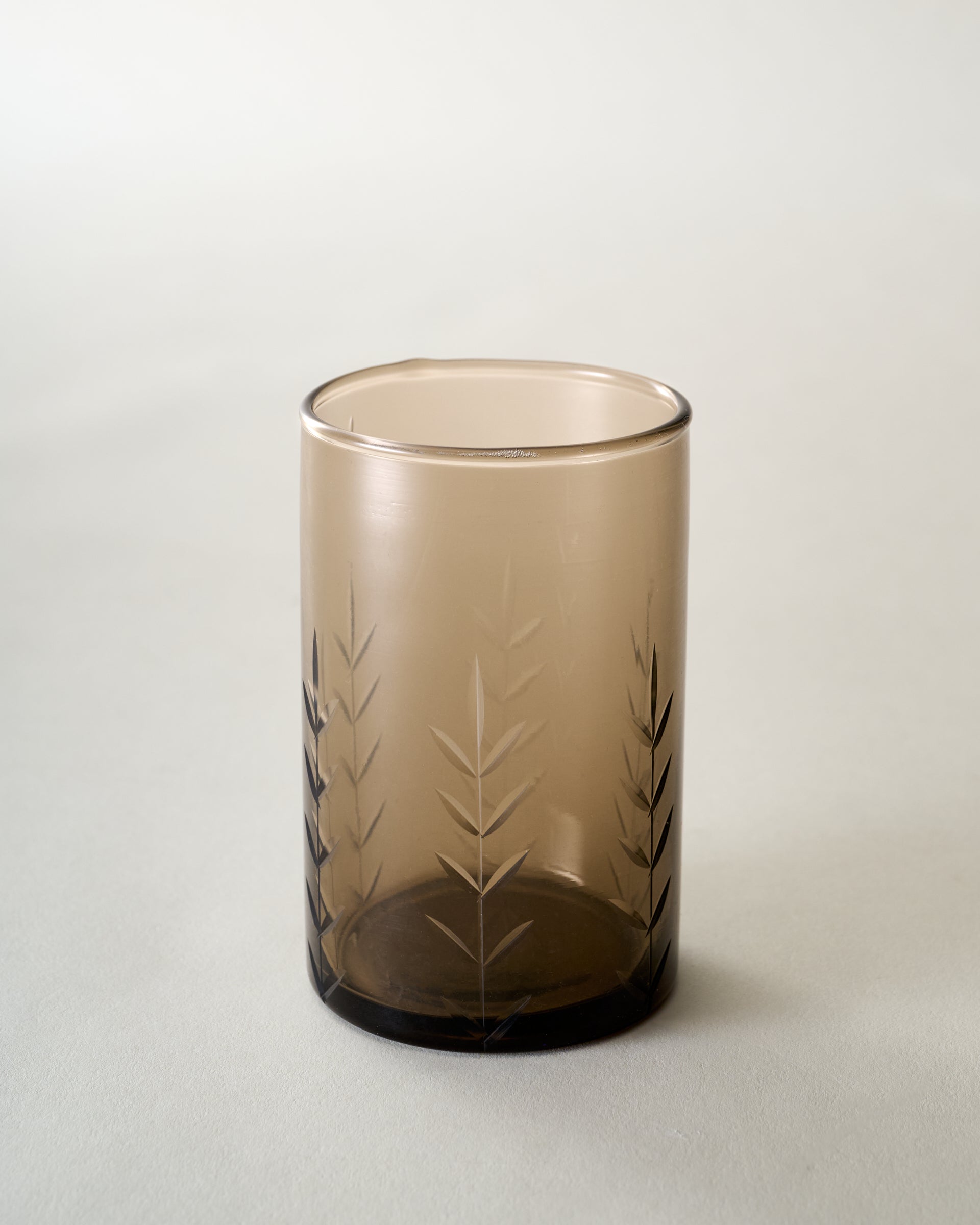 Recycled Etched Glass Tumbler. Brown - Image 3