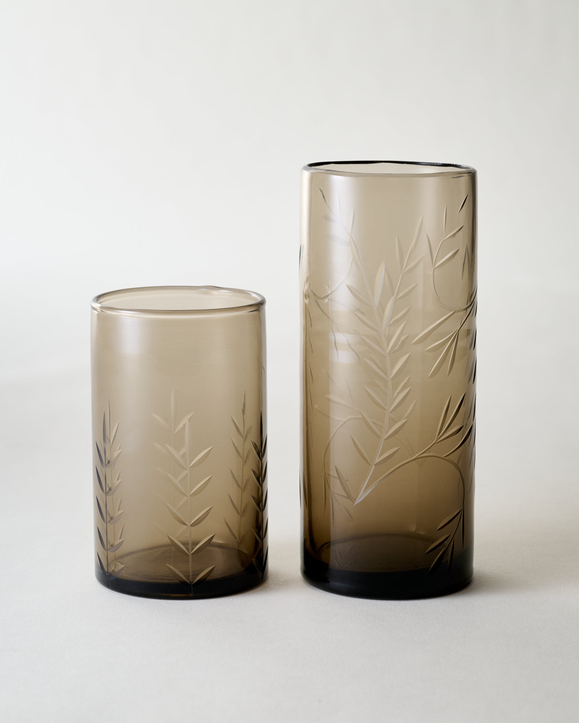Recycled Etched Glass Tumbler. Brown - Image 4