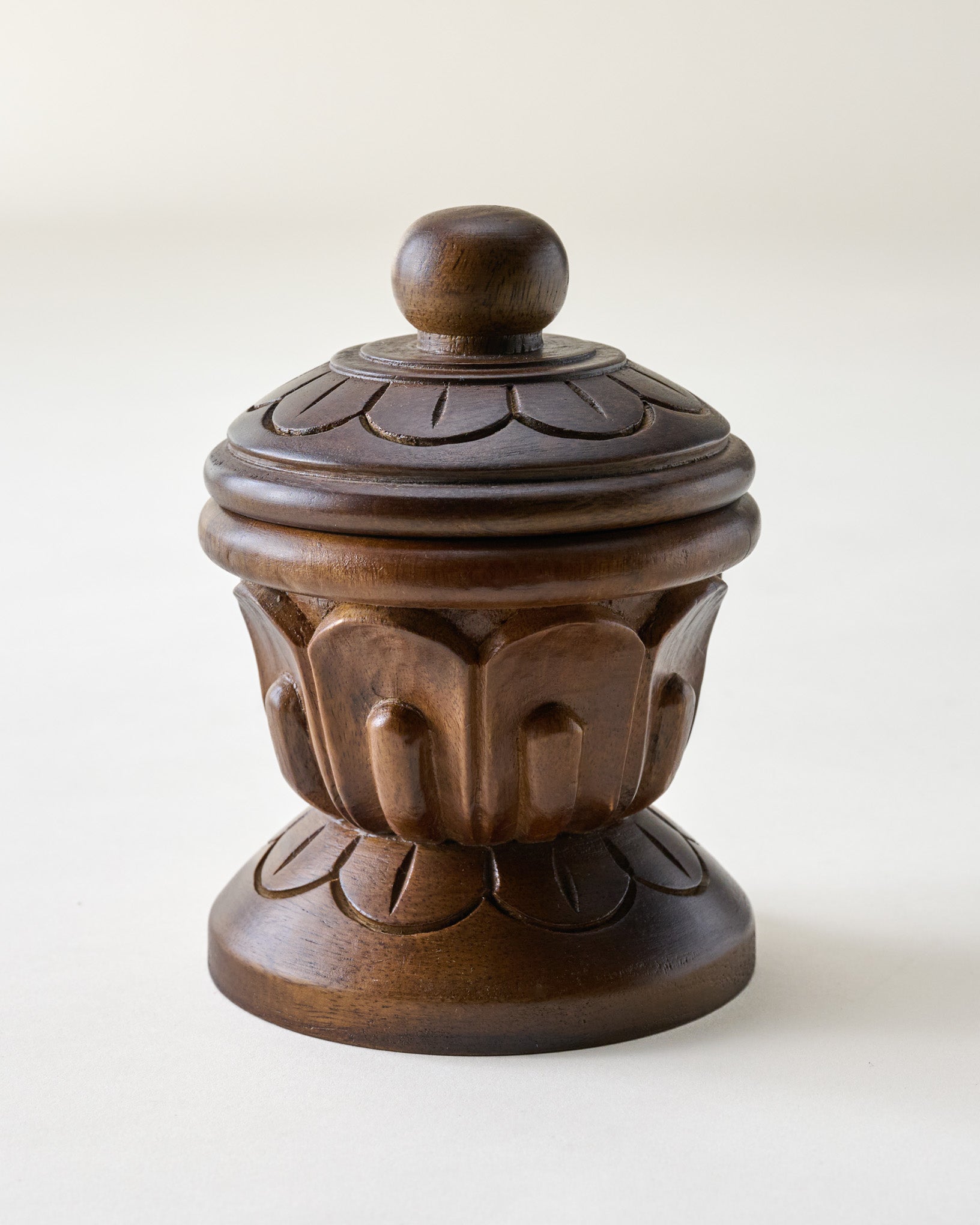 Carved Wood Finial Canister - Image 2