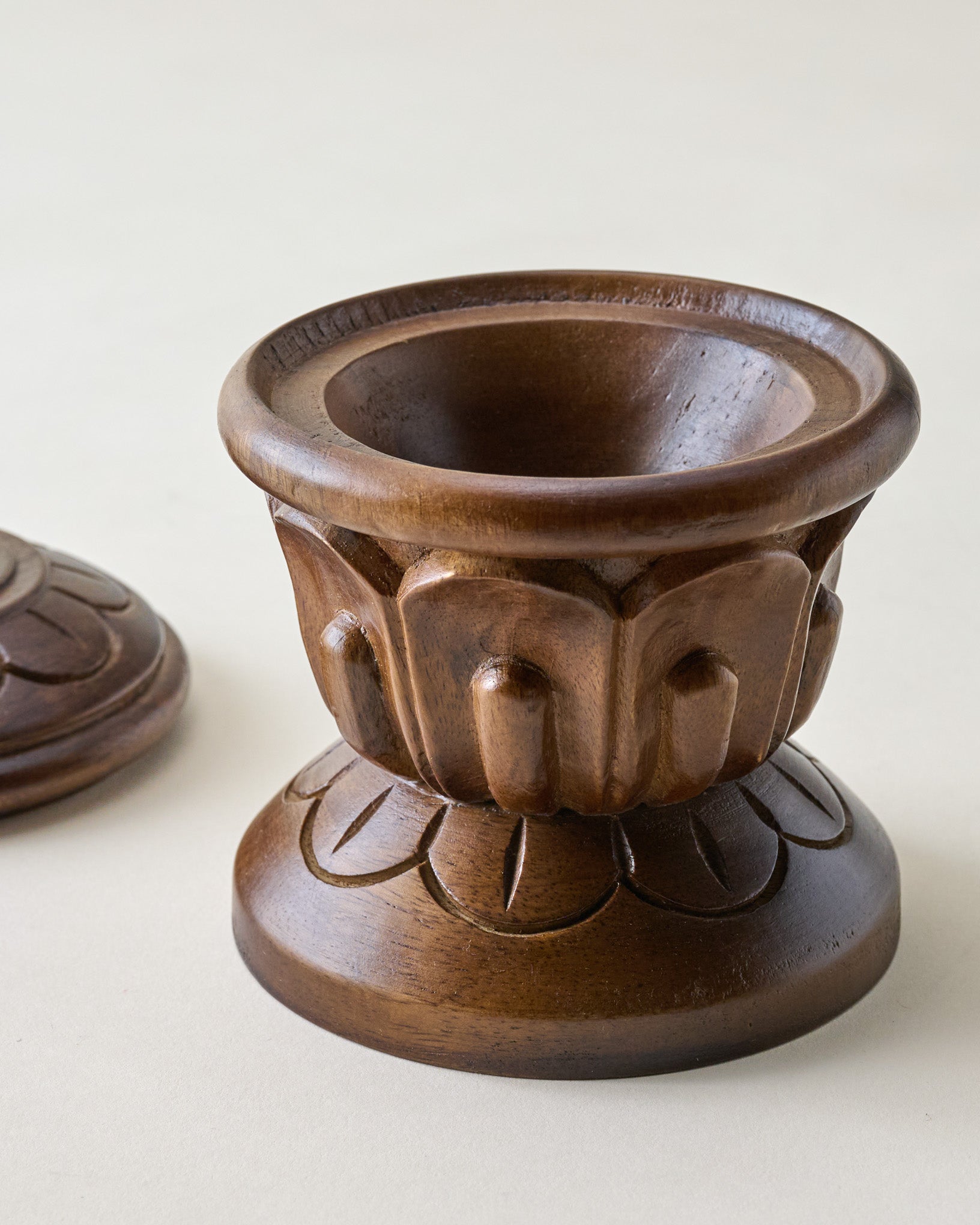 Carved Wood Finial Canister - Image 4