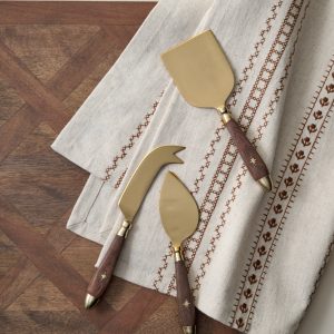 Brass Inlay Cheese Knife Set