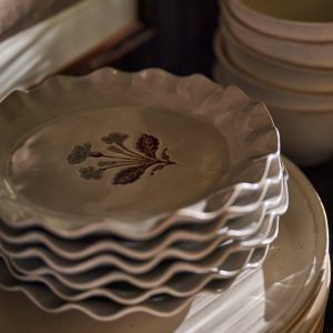 Cream Organic Ruffle Edge Elaine Dessert Plate