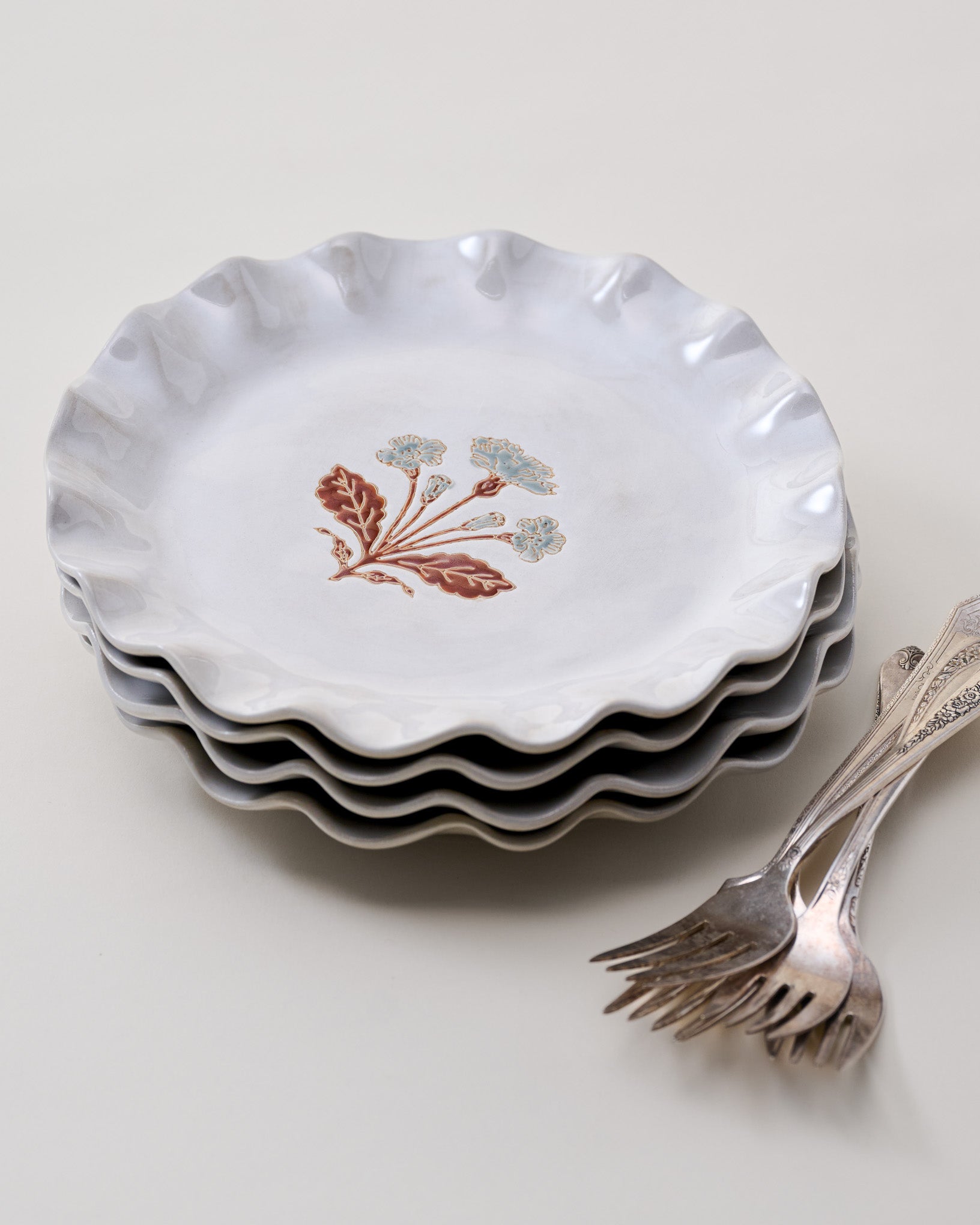 Cream Organic Ruffle Edge Elaine Dessert Plate - Image 5