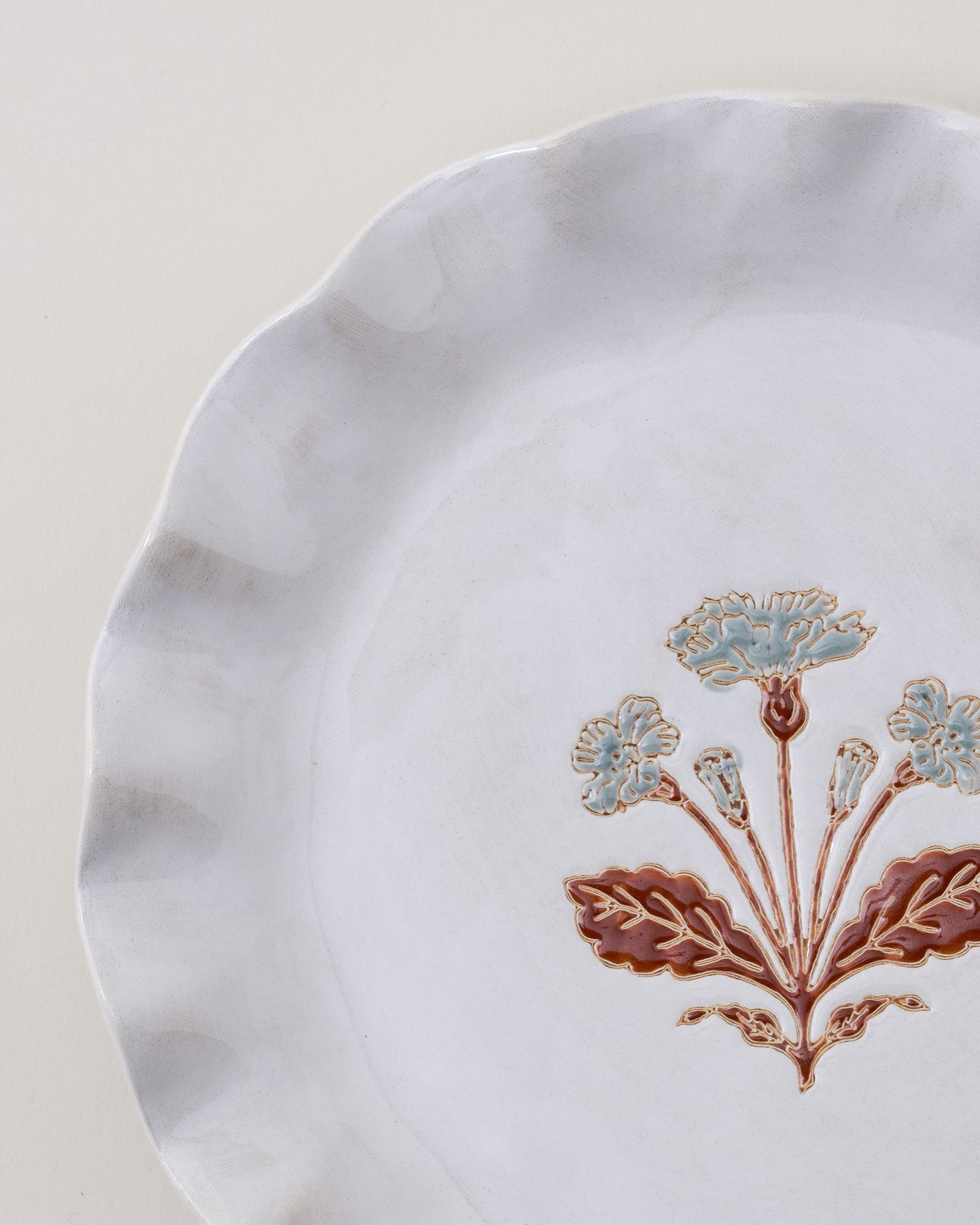 Cream Organic Ruffle Edge Elaine Dessert Plate - Image 7
