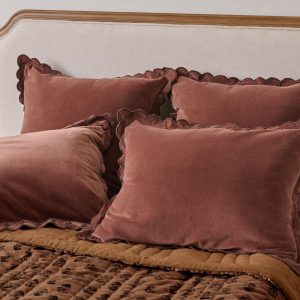 Chestnut Velvet Scallop Edge Sham