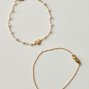 Magnolia Pearl Heart Bracelet Set